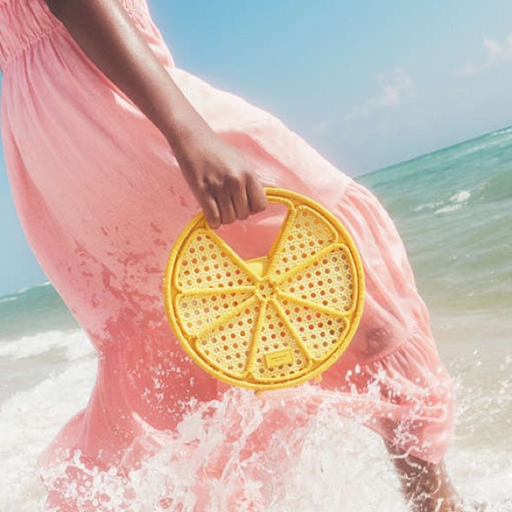 SOLD! kate spade NWT/NIP! $428 MSRP Lemon Drop Rattan Top-handle Bag - Picture 8 of 10